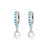Turquoise Pendent Earrings Shell Bead Drop Earrings